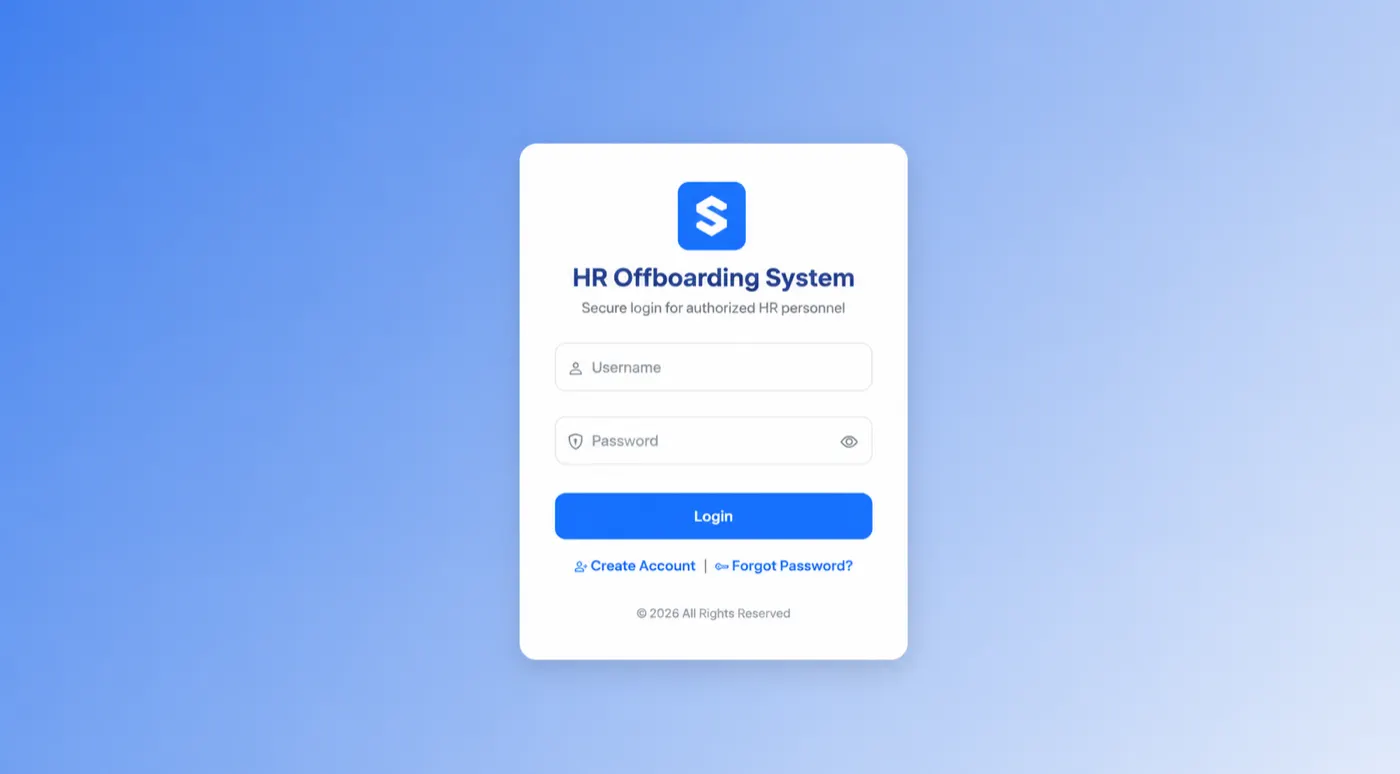 HR Offboarding System sign-in screen